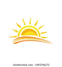 illustration a Sunshine sunset yellow sun logo design vector symbol icon