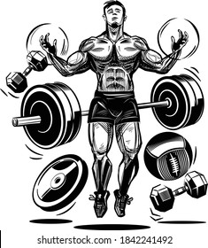 illustration of a super fit  man