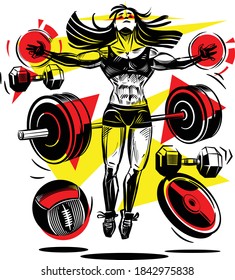 illustration of a super fit  woman