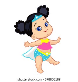 Illustration Super Hero Baby Girl. Vector illustration isolated on white background.