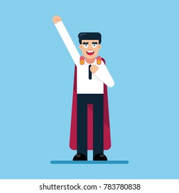 Illustration of super leader and super businessmen in red capes