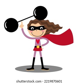  Illustration of a super woman lifting weights with one finger
