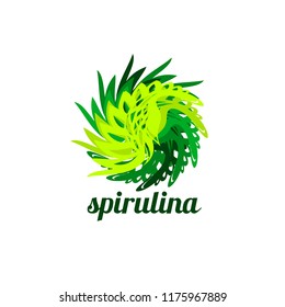 Illustration of superfood algae - spirulina in flat style. Isolated organic healthy food.