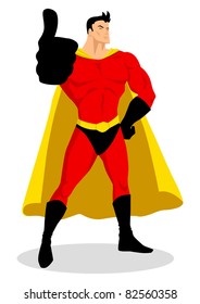 Illustration of a superhero doing thumbs up