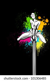 illustration of superhero on abstract grungy background