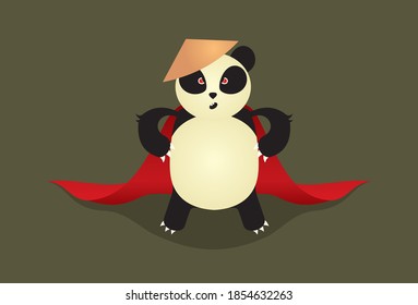 Illustration of a superhero panda wearing a raincoat