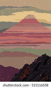 The Illustration of the superior mountain landscape view.