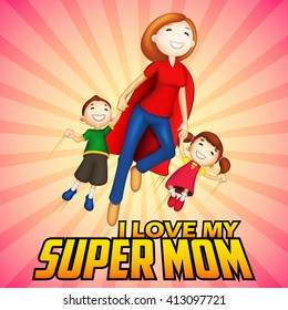 Illustration Supermom Kids Happy Mothers Day Stock Vector (Royalty Free ...