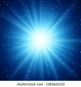 Illustration of Supernova with stars, background with light. EPS 10 contains transparency.