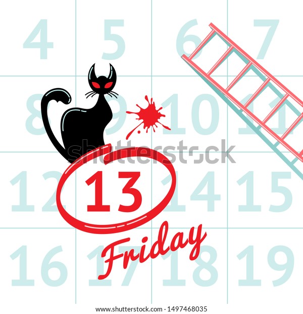 カレンダーの背景に黒猫と13日金曜日の迷信のイラスト のベクター画像素材 ロイヤリティフリー