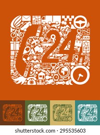 illustration of the support service  with icons composition