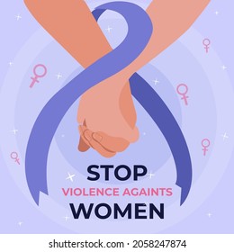 Illustration in support of women victims of domestic violence. Awareness month