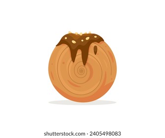 Illustration of The Supreme Croissant with chocolate filling. Cromboloni with melted chocolate and sprinkles or toppings of nuts. pastry dishes. food, bread, cakes. illustration design. graphic