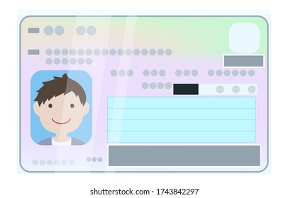 Illustration of the surface of my number card with a male face photo, with a blindfold case