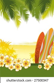 Illustration with surfboards