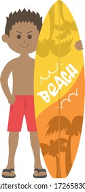 Ilustración de un surfista con una tabla de surf.