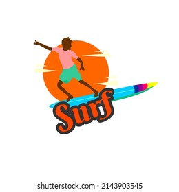 illustration of surfers full of artistic colors that can be used for clothing, brands, sports companies needs.