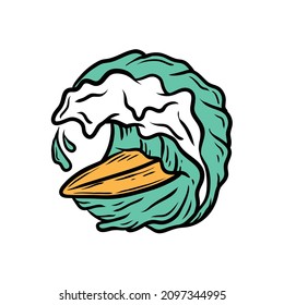 illustration of surfing waves. designs for t-shirts, posters, stickers and anything