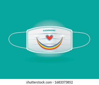 Illustration of a surgical mask to protect against viruses and infections