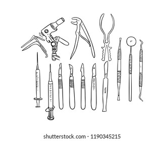 illustration of surgical tools