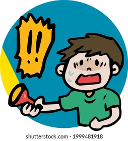 Ilustración de un niño sorprendido sosteniendo una linterna