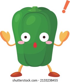 Illustration of a surprised cute bell pepper character