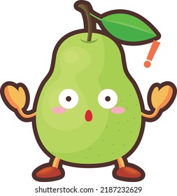 Illustration of a surprised cute pear character