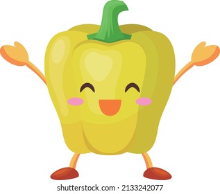 Illustration of a surprised cute red paprika character