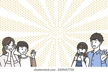 Ilustração de uma família surpresa