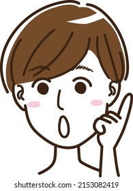 Illustration of a surprised human pointing to the index finger