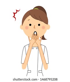 It is an illustration of a surprised nurse.