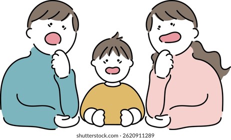 Illustration von überraschten Eltern und Jungen