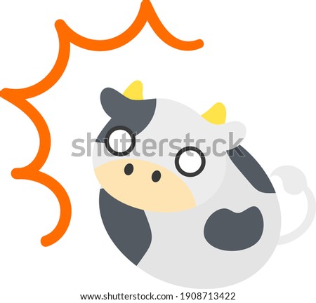 Illustration of a surprised round cow like a stuffed animal Stockfoto © 