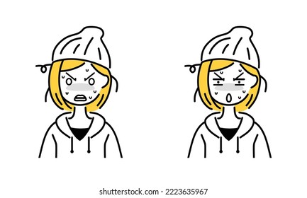 Illustration of a surprised and shocked woman.