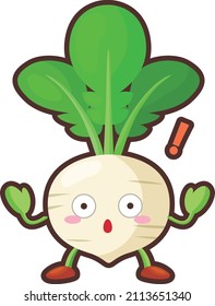 Illustration of a surprised turnip character