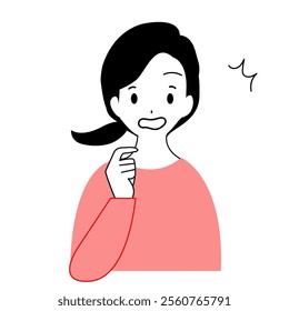 Illustration of a surprised young woman's upper body.