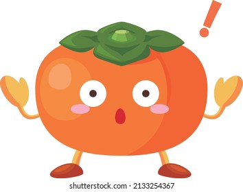 Illustration of a surprisingly cute persimmon character