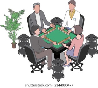 It is an illustration surrounding mahjong.