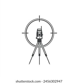 illustration of surveying camera, vector art.