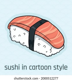 illustration of sushi in comic cartoon style
