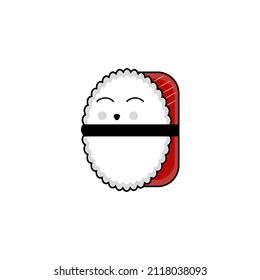 Illustration von Sushi mit glücklichem Ausdruck, geeignet für die Verwendung als Restaurant-Logo usw.