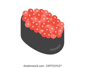 Illustration of a sushi icon of Gunkanmaki with salmon roe.