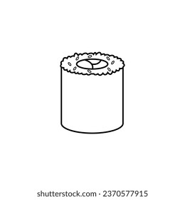 The Illustration of Sushi Roll Line Art