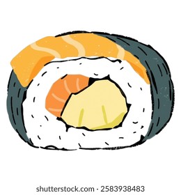 Illustration of Sushi with Tuna Fish for Japanese Cuisine Designs Perfect for Japanese food branding, sushi restaurant menus