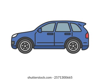 Illustration of an SUV car (line drawing color) viewed from the side.