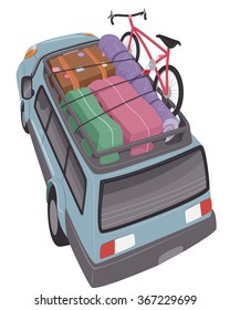 Illustration of an SUV Geared for a Long Road Trip