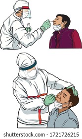 Illustration Of SWAB Test Amid Corona Virus/covid-19 Pandemic - Vector