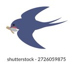 Illustration of a swallow flying low to catch an insect