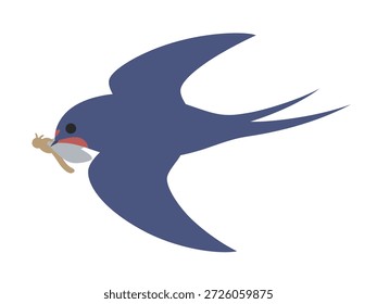 Ilustração de uma andorinha voando baixo para pegar um inseto