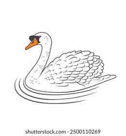 illustration of Swan, bird of the genus Cygnus, vector art.